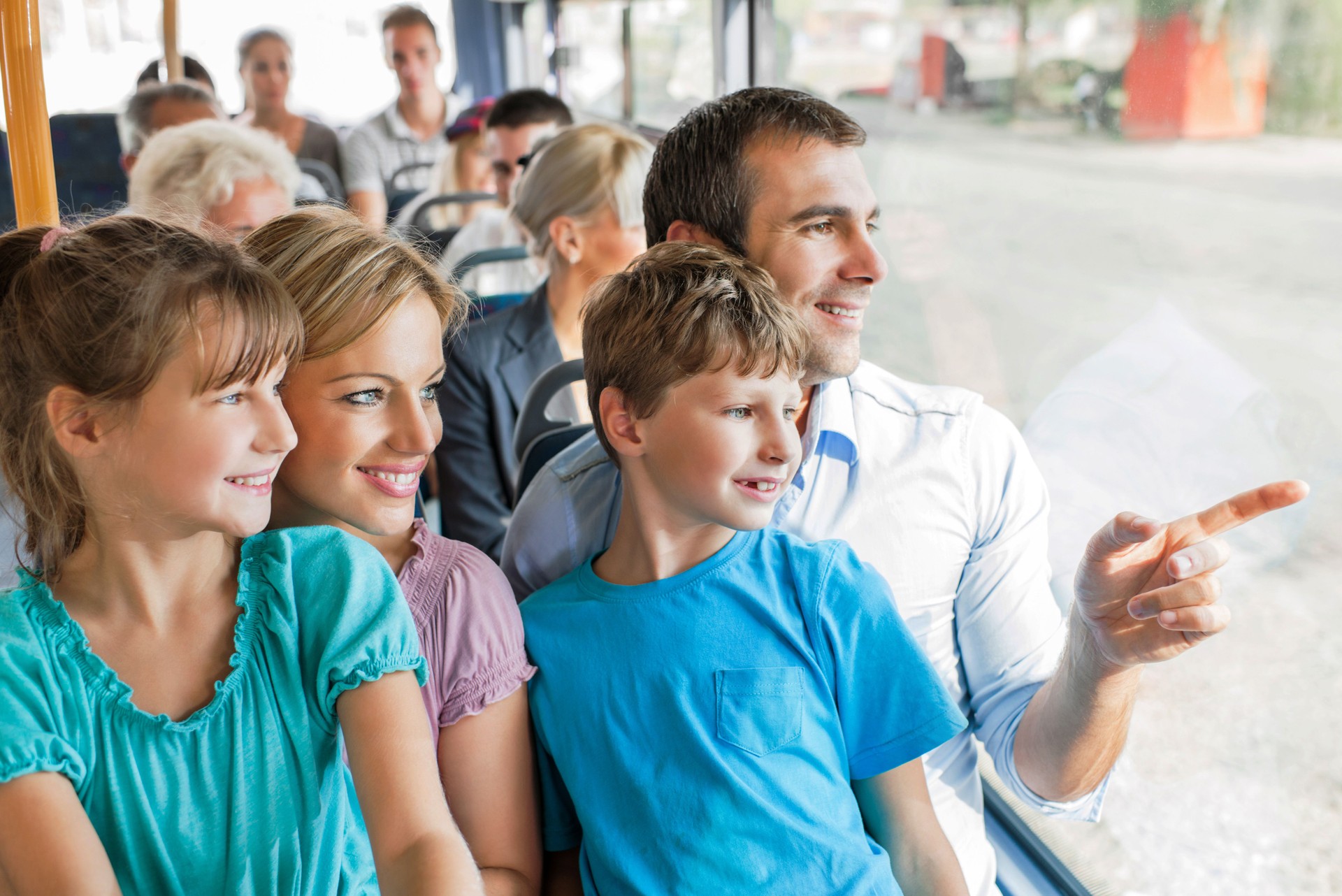 Family on bus.